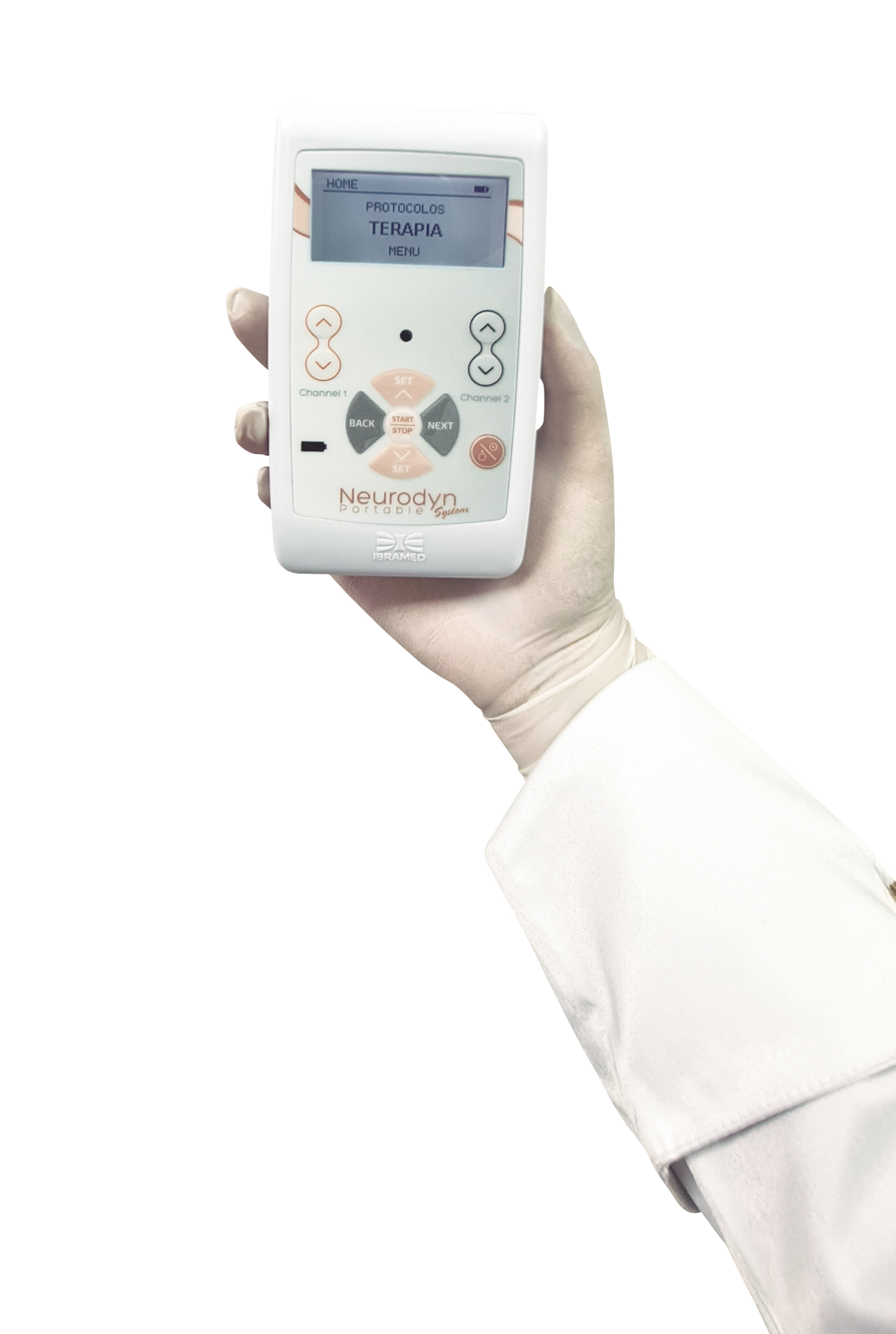 Aparelho de Eletroterapia Portátil com 5 Correntes e 2 Canais – Neurodyn Portable System Ibramed