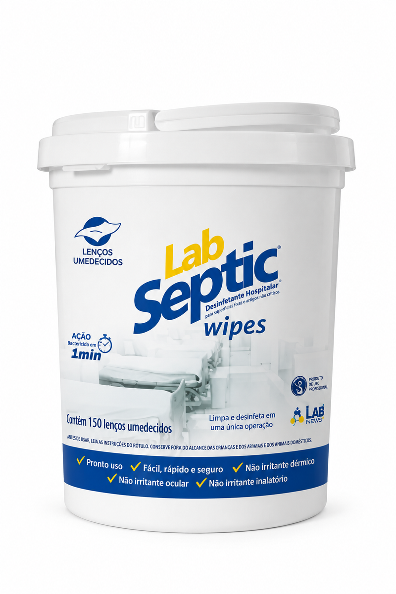Lenço Umedecido Desinfetante Hospitalar Pote com 150 – Labseptic Wipes Labnews